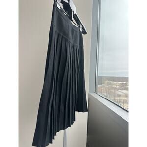 Dana Buchman Petite S Black Wool Knit Pleated Elastic Waist Knee Length Skirt